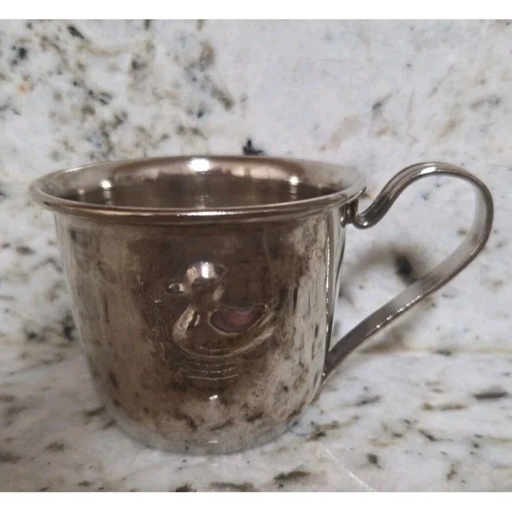 Antique Silver Set Porringer (Broken)And Baby Cup Monogrammed